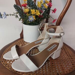 Steve Madden White Block Heel Sandals